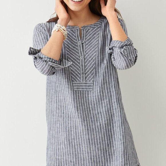 J. JILL love linen plus mixed stripes tunic top (4X) - Picture 1 of 2